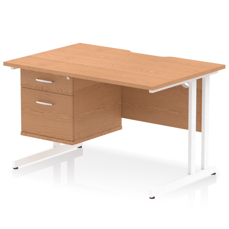 Impulse Scalloped Edge 1200mm Cantilever Straight Desk With Single Fixed Pedestal - Image 14