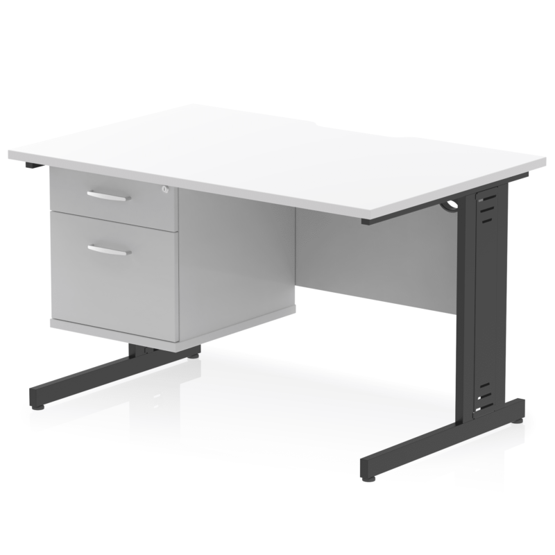 Impulse Scalloped Edge 1200mm Cable Managed Straight Desk With Single Fixed Pedestal - Image 18