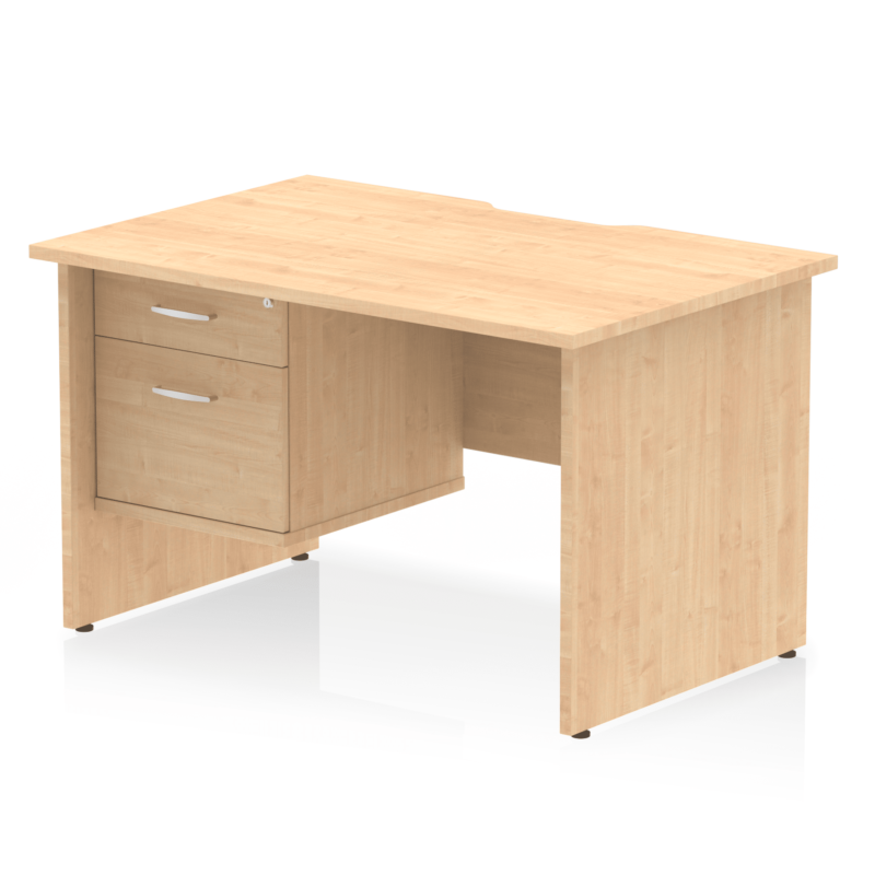 Impulse Scalloped Edge 1200mm Panel End Straight Desk With Single Fixed Pedestal - Image 5