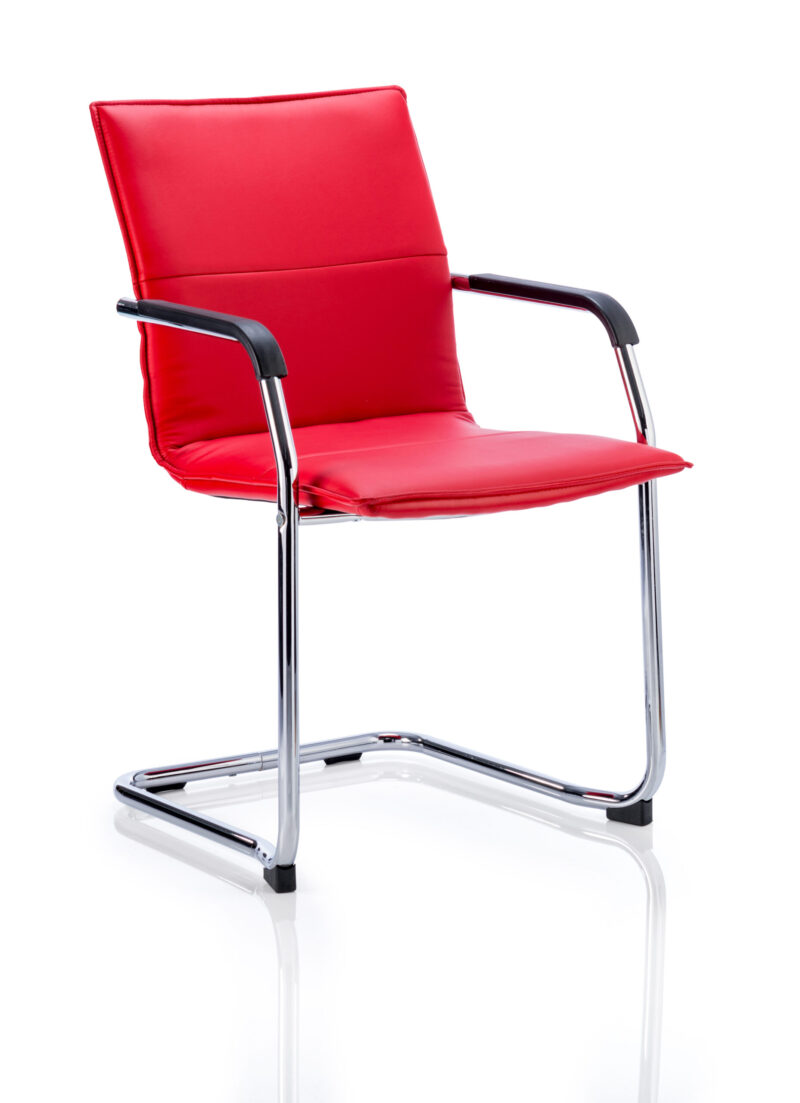 Echo Medium Back Leather Cantilever Visitor Chair with Arms - Image 9
