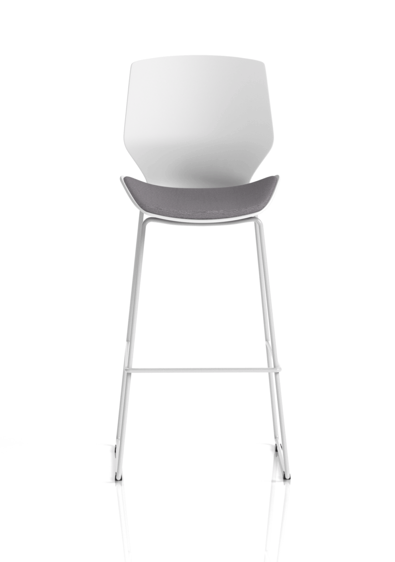 Florence White Frame Fabric Seat High Stool Chair - Image 2