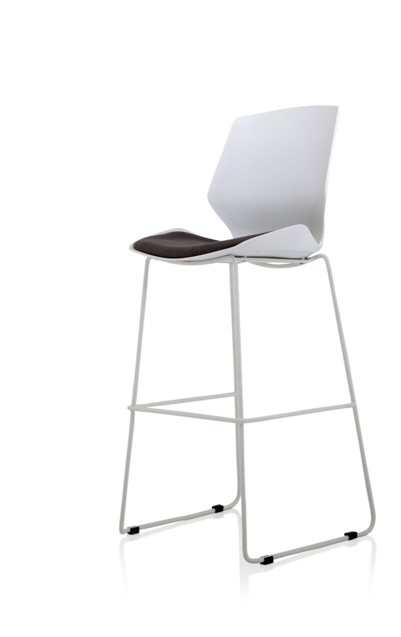 Florence White Frame Fabric Seat High Stool Chair - Image 3