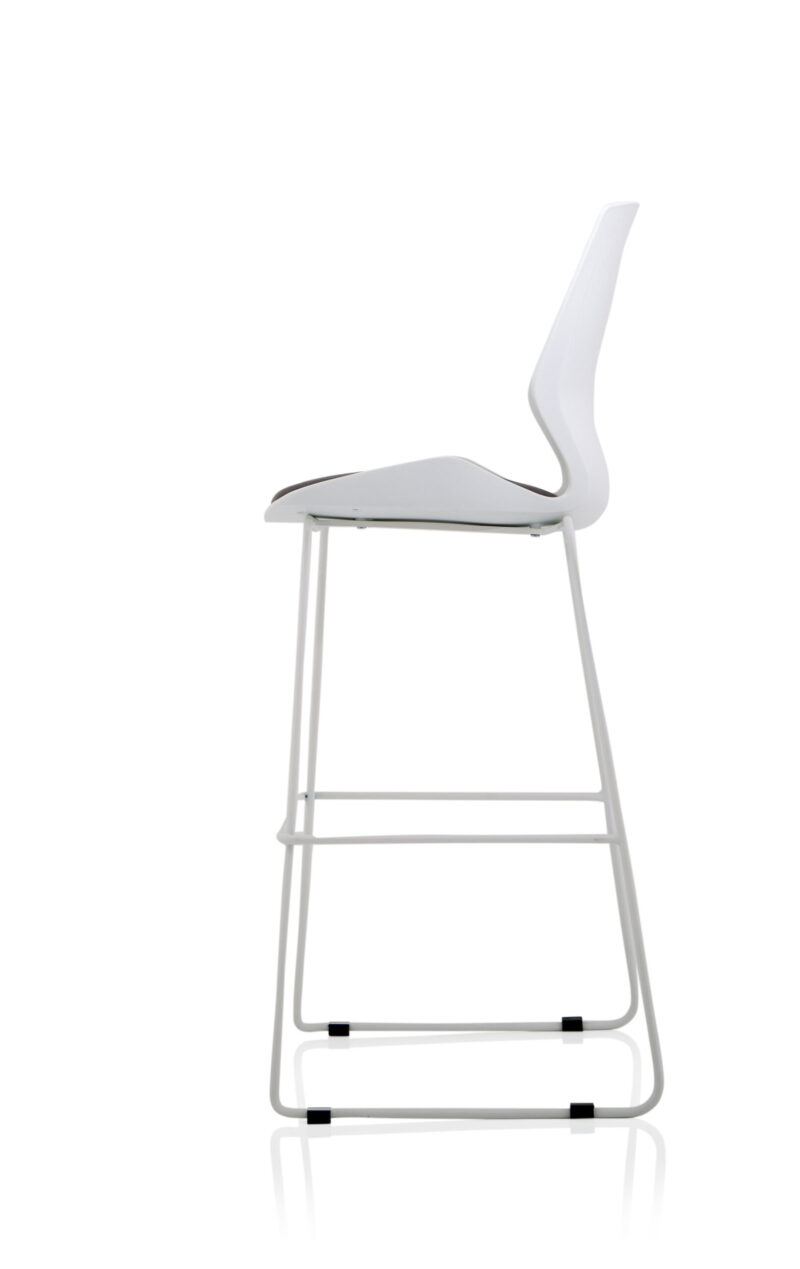 Florence White Frame Fabric Seat High Stool Chair - Image 4