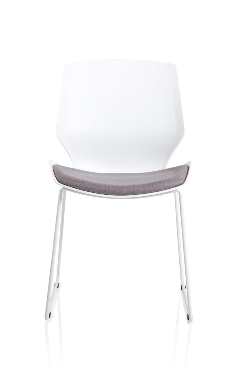 Florence Sled White Frame Fabric Seat Visitor Chair - Image 2