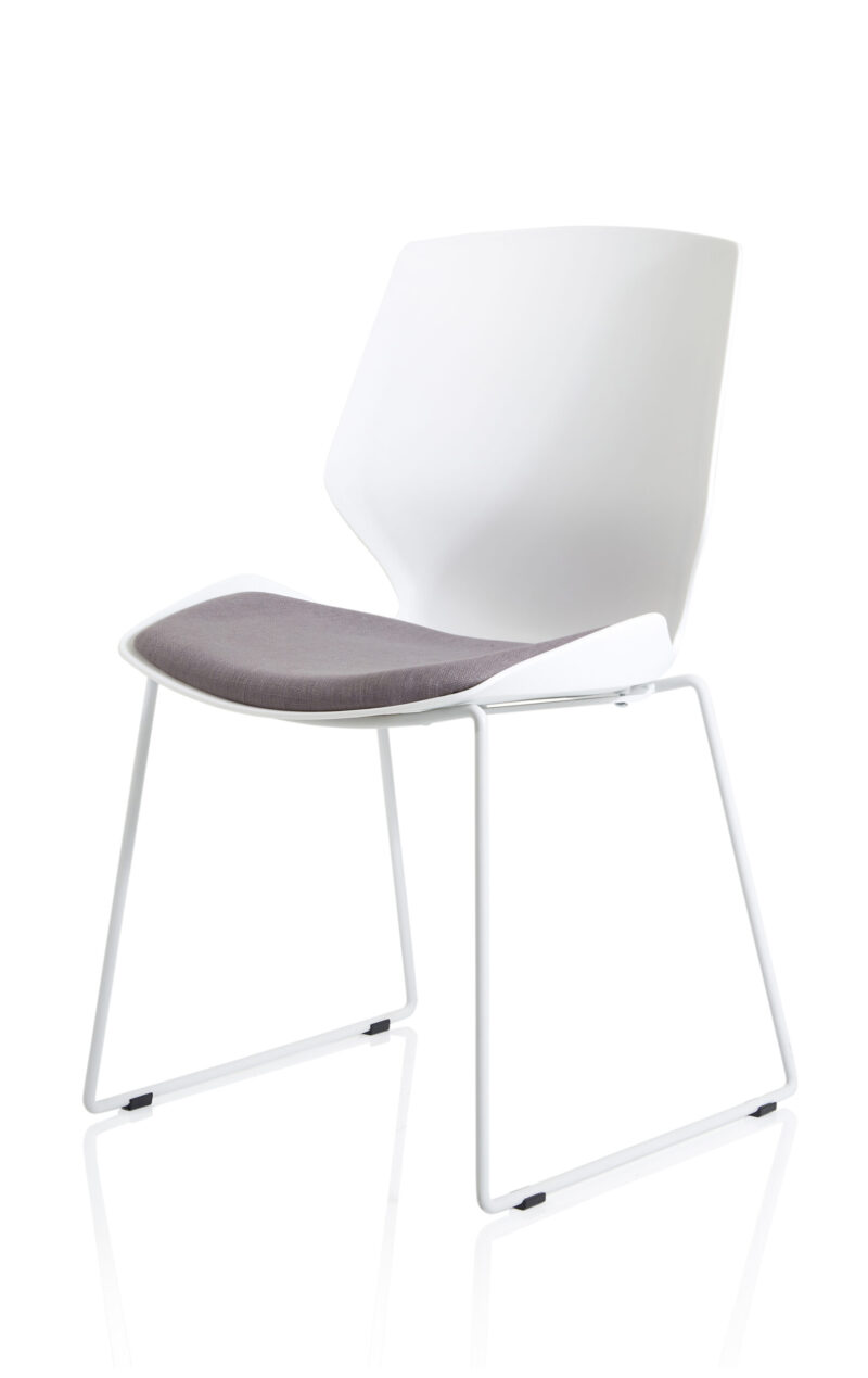 Florence Sled White Frame Fabric Seat Visitor Chair - Image 3