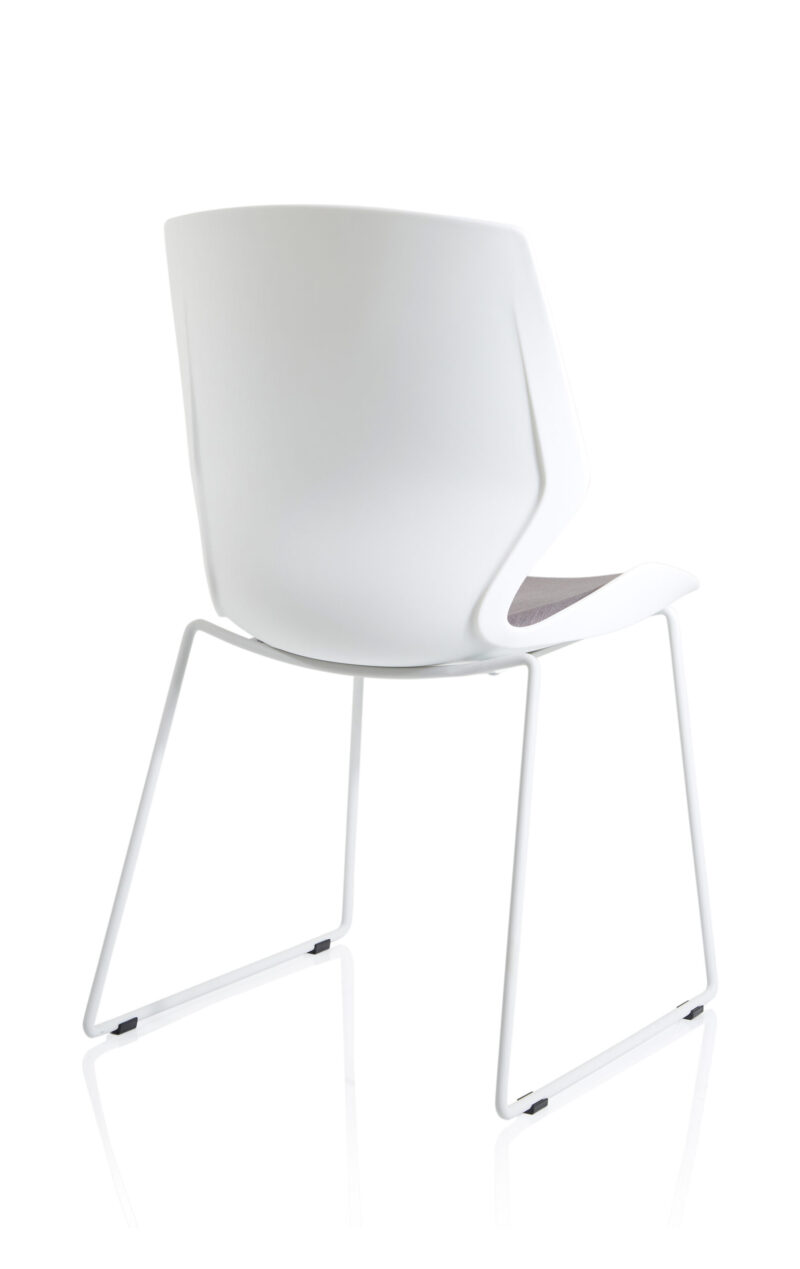 Florence Sled White Frame Fabric Seat Visitor Chair - Image 7