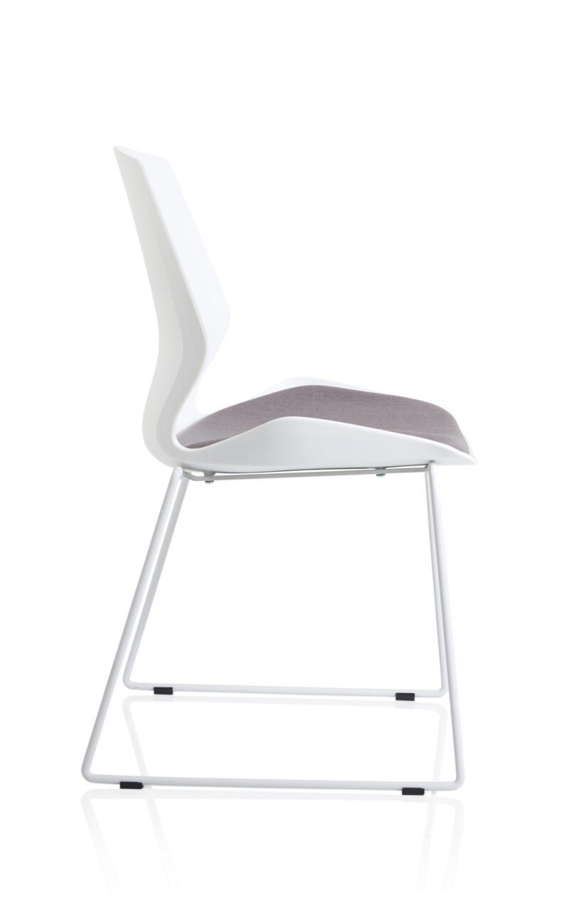 Florence Sled White Frame Fabric Seat Visitor Chair - Image 8