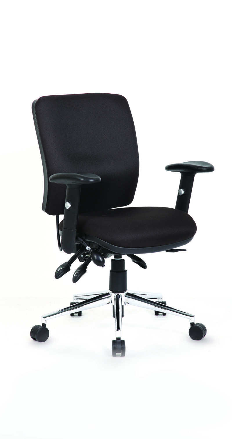 Impulse 1400mm Cantilever Straight Desk With Mobile Pedestal and Chiro Medium Back Black Operator Chair - Image 67