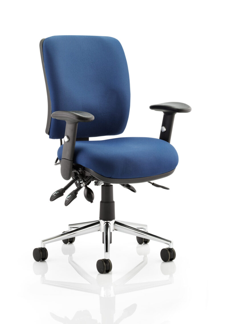 Impulse 1600mm Cantilever Straight Desk With Mobile Pedestal and Chiro Medium Back Blue Operator Chair - Image 14