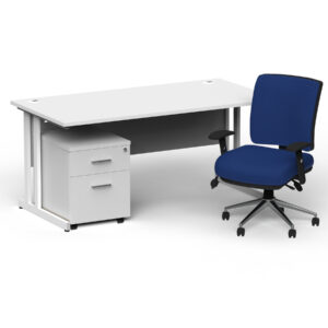 Impulse 1600mm Cantilever Straight Desk With Mobile Pedestal and Chiro Medium Back Blue Operator Chair - Image 33