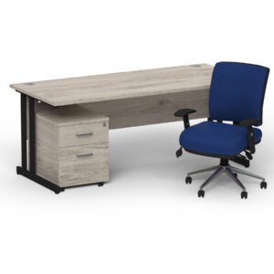 Impulse 1600mm Cantilever Straight Desk With Mobile Pedestal and Chiro Medium Back Blue Operator Chair - Image 59