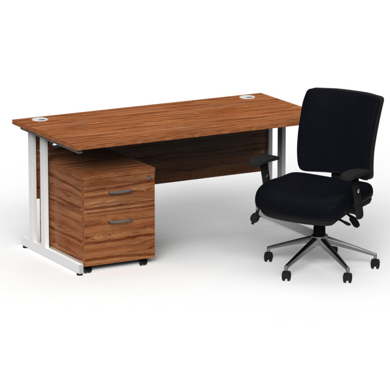 Impulse 1800mm Cantilever Straight Desk With Mobile Pedestal and Chiro Medium Back Black Operator Chair - Image 31