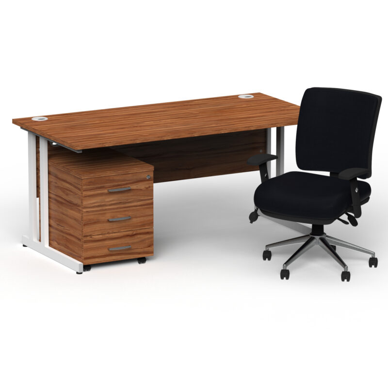 Impulse 1800mm Cantilever Straight Desk With Mobile Pedestal and Chiro Medium Back Black Operator Chair - Image 43