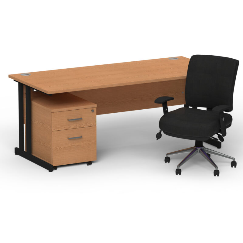 Impulse 1800mm Cantilever Straight Desk With Mobile Pedestal and Chiro Medium Back Black Operator Chair - Image 53