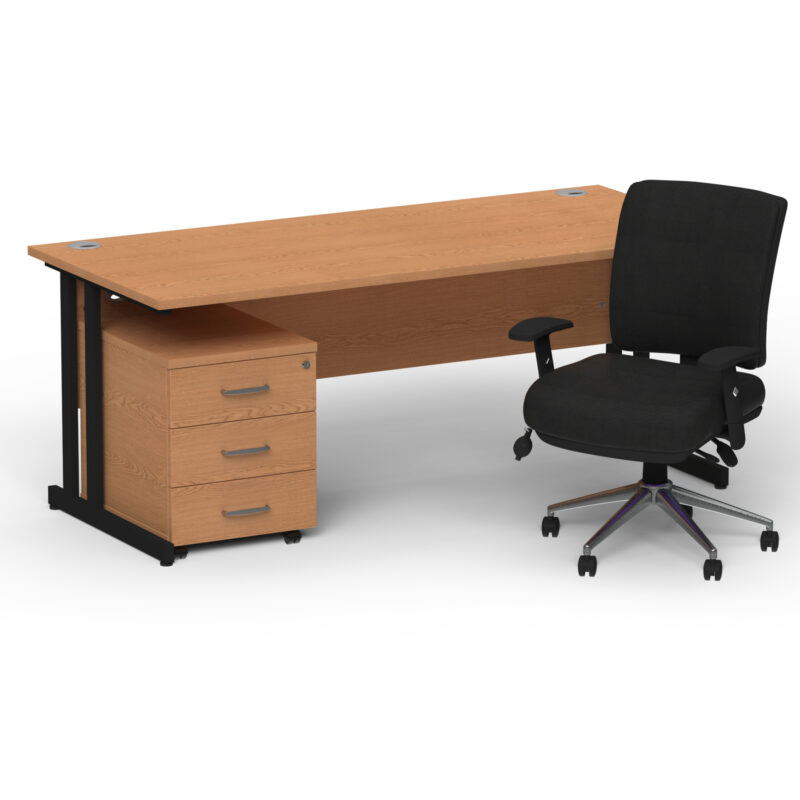 Impulse 1800mm Cantilever Straight Desk With Mobile Pedestal and Chiro Medium Back Black Operator Chair - Image 65