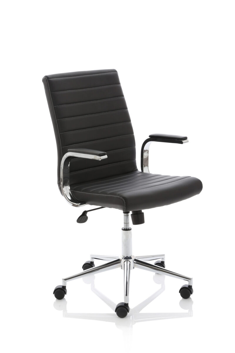 Impulse 1600mm Cantilever Straight Desk With Mobile Pedestal and Ezra Black Executive Chair - Image 8