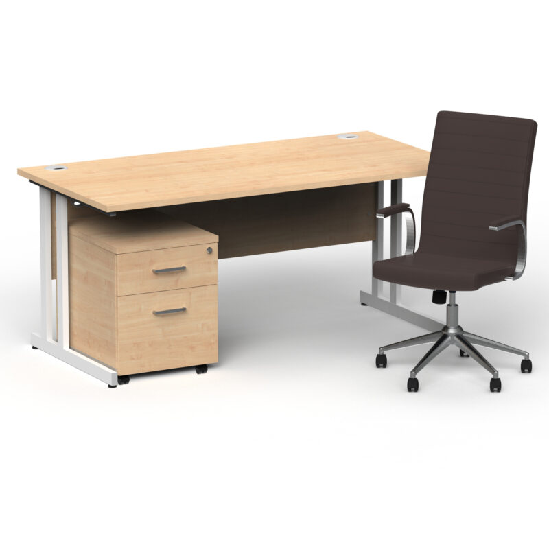Impulse 1600mm Cantilever Straight Desk With Mobile Pedestal and Ezra Brown Executive Chair - Image 27