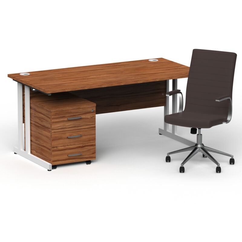 Impulse 1600mm Cantilever Straight Desk With Mobile Pedestal and Ezra Brown Executive Chair - Image 43