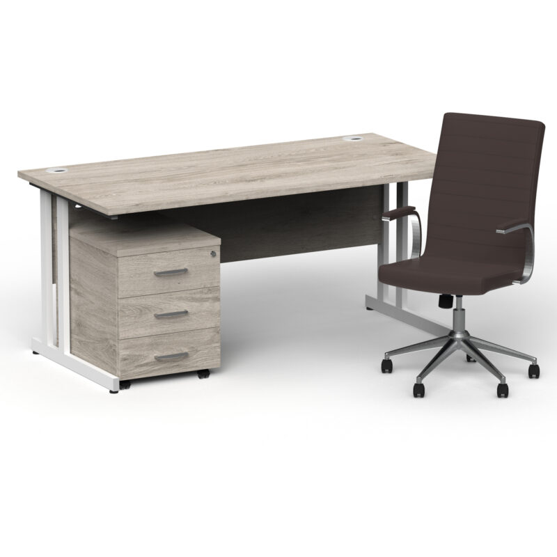 Impulse 1600mm Cantilever Straight Desk With Mobile Pedestal and Ezra Brown Executive Chair - Image 47