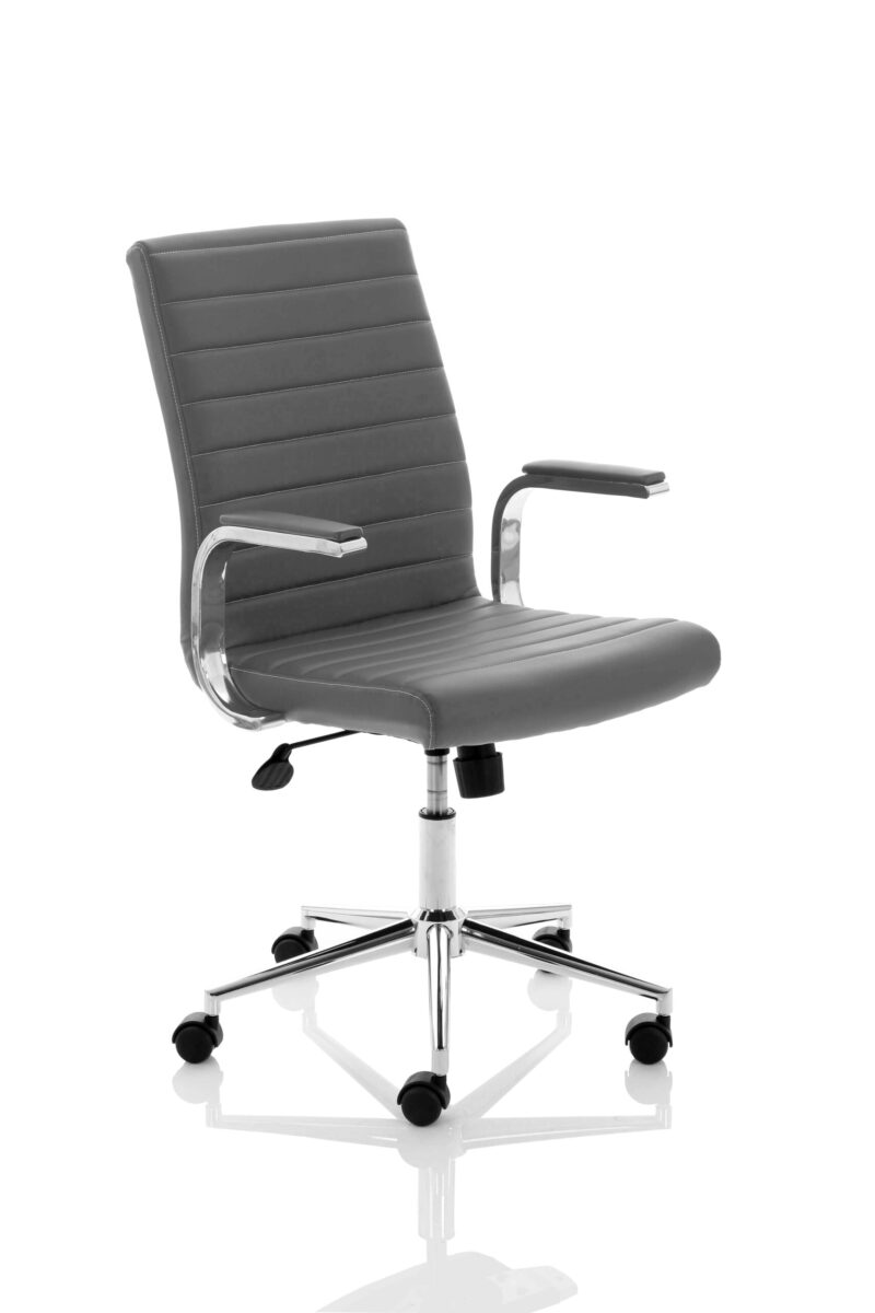 Impulse 1600mm Cantilever Straight Desk With Mobile Pedestal and Ezra Grey Executive Chair - Image 2
