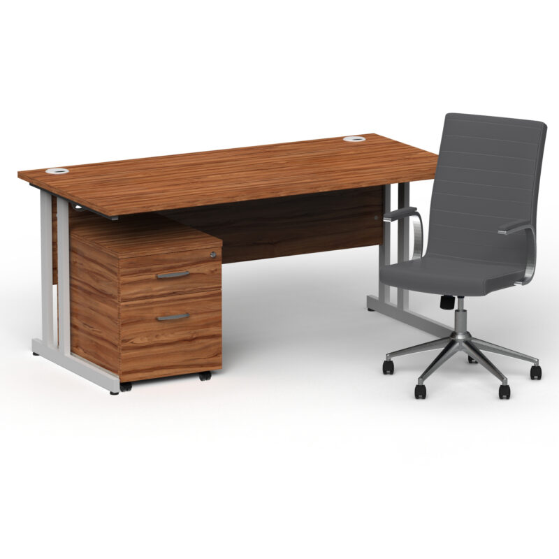 Impulse 1600mm Cantilever Straight Desk With Mobile Pedestal and Ezra Grey Executive Chair - Image 7
