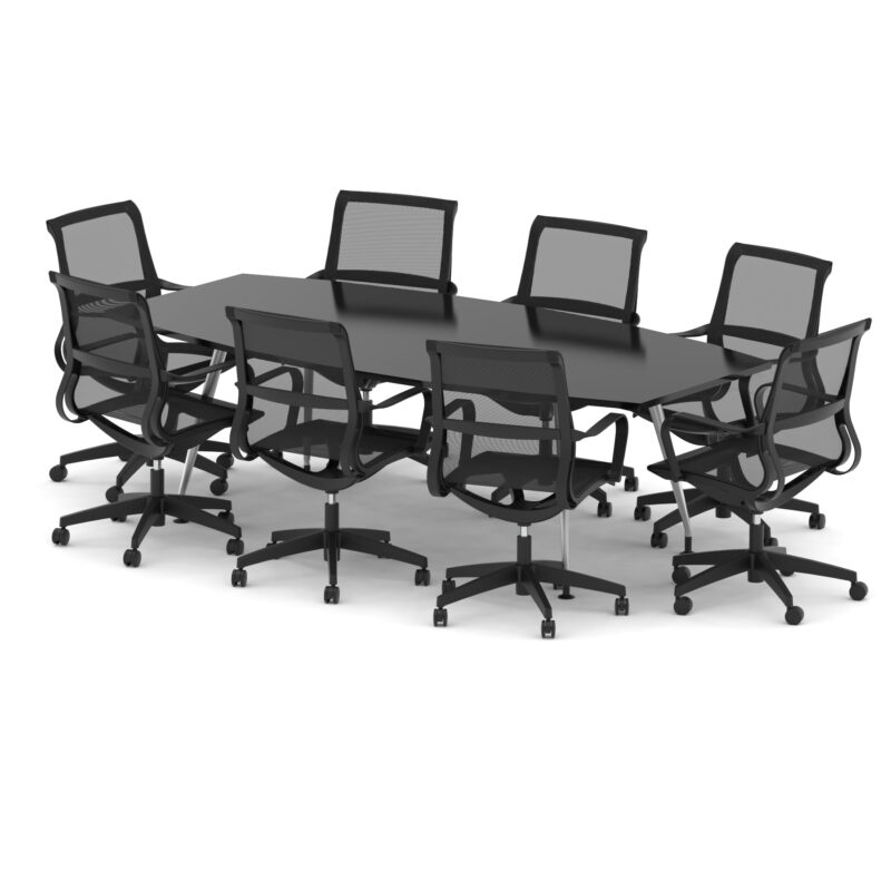 High Gloss 2400mm Writable Boardroom Table With Set Of Executive Chairs - Image 2