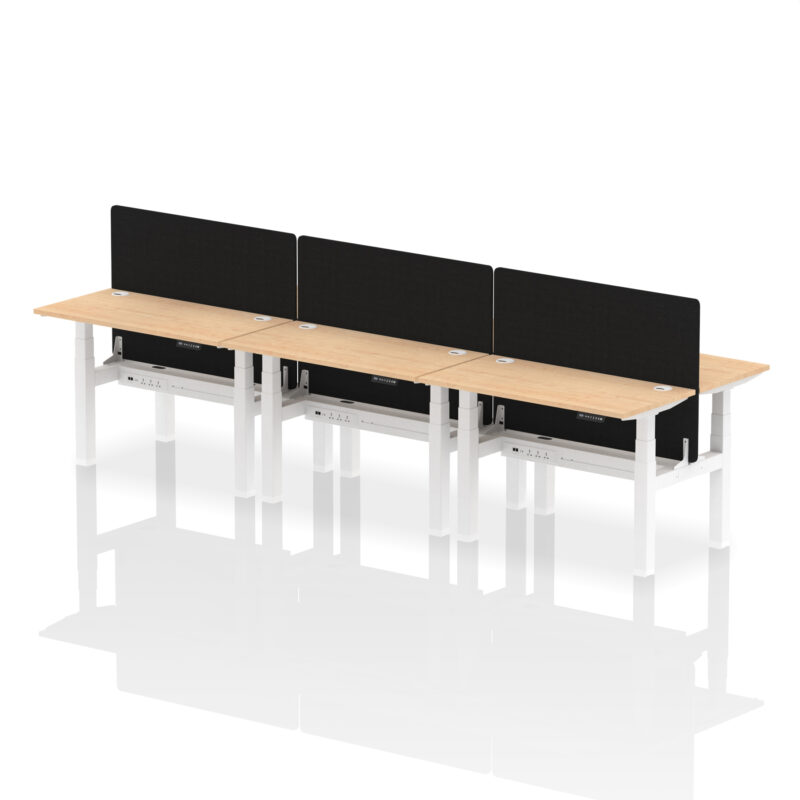 Air Back-to-Back Slimline Height Adjustable Bench Desk - 6 Person with Black Straight Screen - Image 12