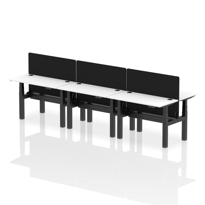 Air Back-to-Back Slimline Height Adjustable Bench Desk - 6 Person with Black Straight Screen - Image 19
