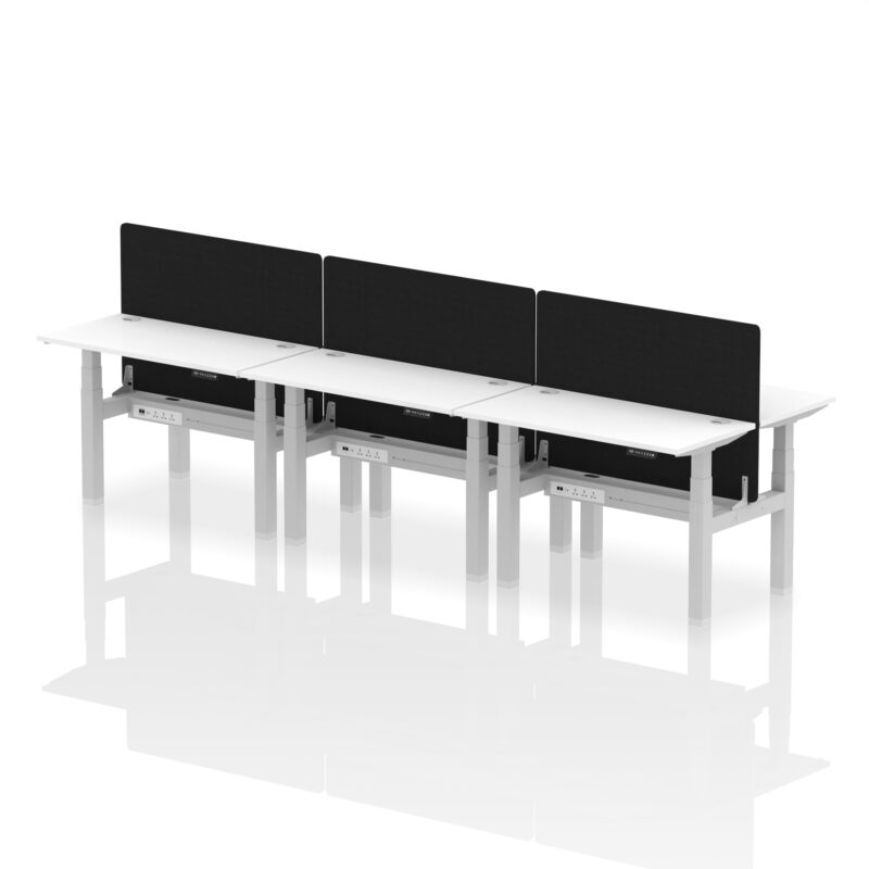 Air Back-to-Back Slimline Height Adjustable Bench Desk - 6 Person with Black Straight Screen - Image 20