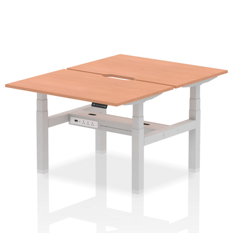 Air Back-to-Back Scalloped Edge Height Adjustable Bench Desk - 2 Person - Image 2