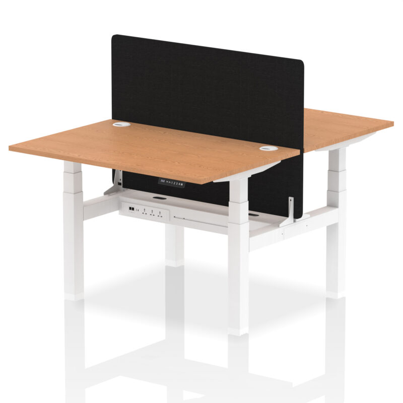 Air Back-to-Back Height Adjustable Bench Desk - 2 Person with Black Straight Screen - Image 15