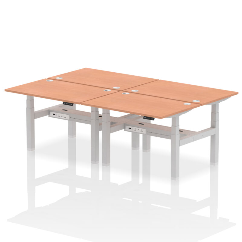 Air Back-to-Back Height Adjustable Bench Desk - 4 Person - Image 2