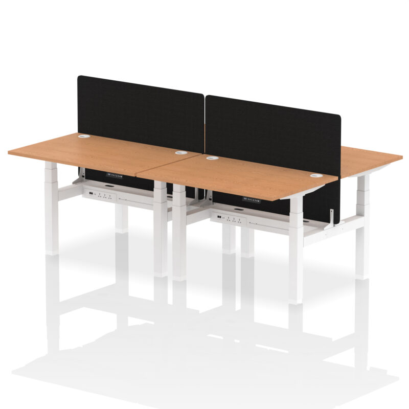 Air Back-to-Back Height Adjustable Bench Desk - 4 Person with Black Straight Screen - Image 15
