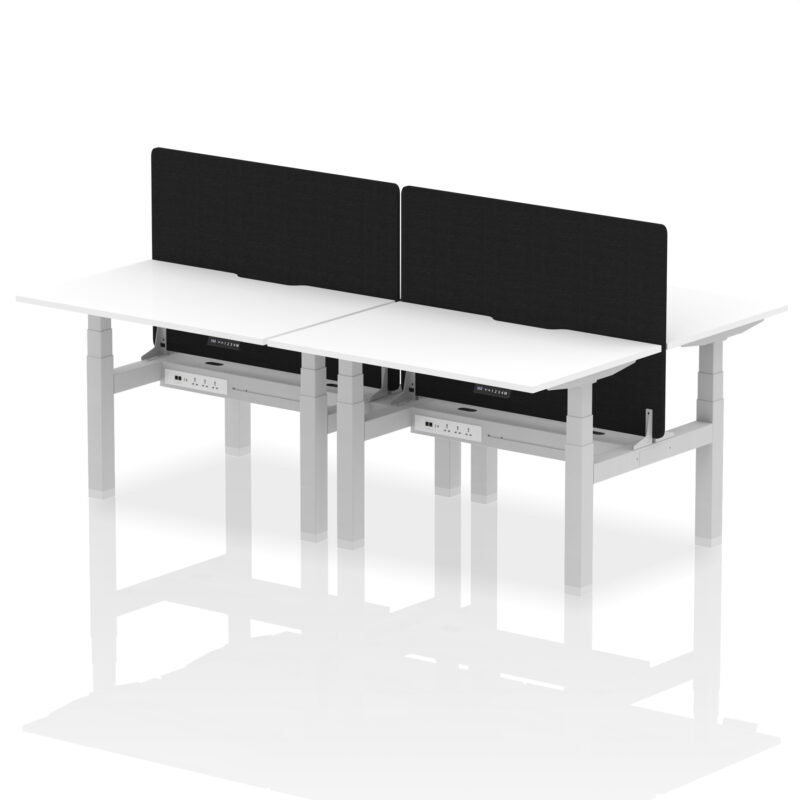 Air Back-to-Back Scalloped Edge Height Adjustable Bench Desk - 4 Person with Black Straight Screen - Image 17
