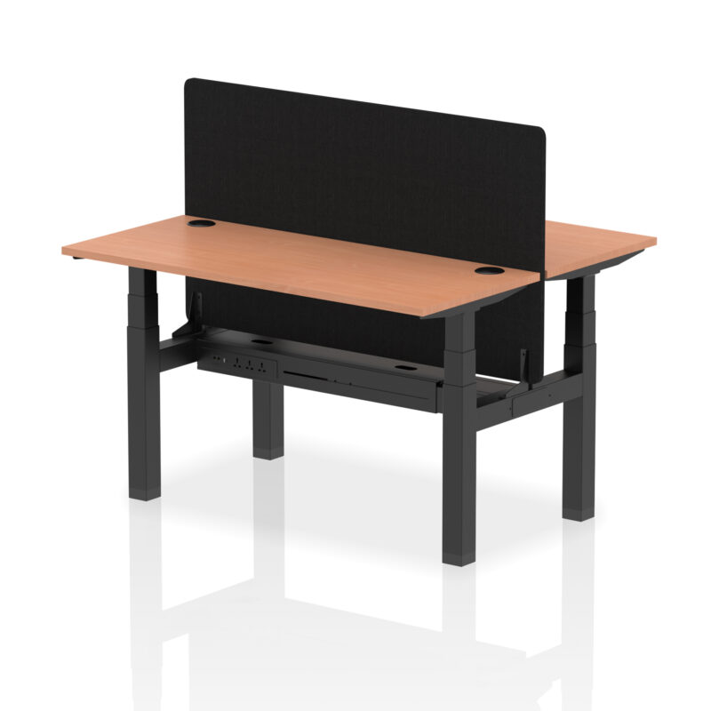 Air Back-to-Back Slimline Height Adjustable Bench Desk - 2 Person with Black Straight Screen - Image 22