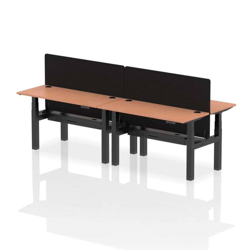 Air Back-to-Back Slimline Height Adjustable Bench Desk - 4 Person with Black Straight Screen - Image 22