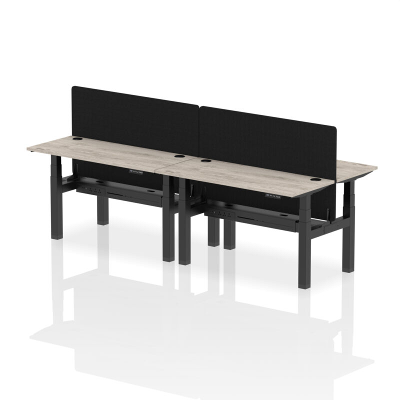 Air Back-to-Back Slimline Height Adjustable Bench Desk - 4 Person with Black Straight Screen - Image 28