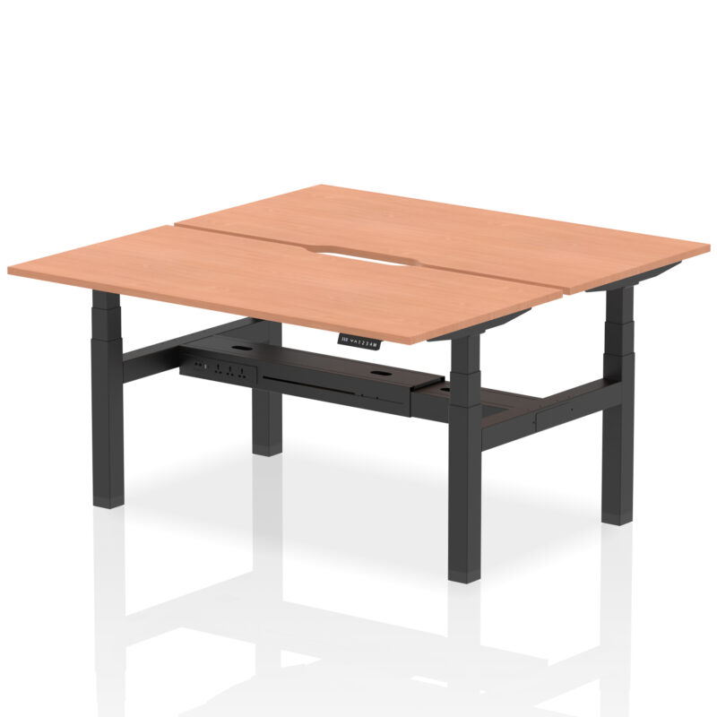 Air Back-to-Back Scalloped Edge Height Adjustable Bench Desk - 2 Person - Image 37