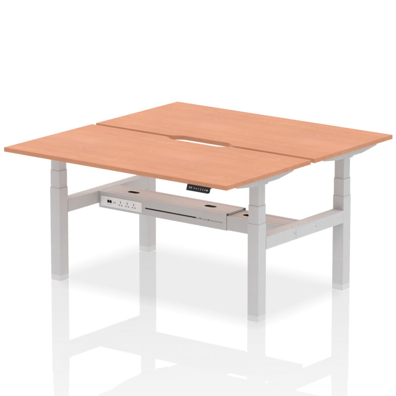 Air Back-to-Back Scalloped Edge Height Adjustable Bench Desk - 2 Person - Image 38