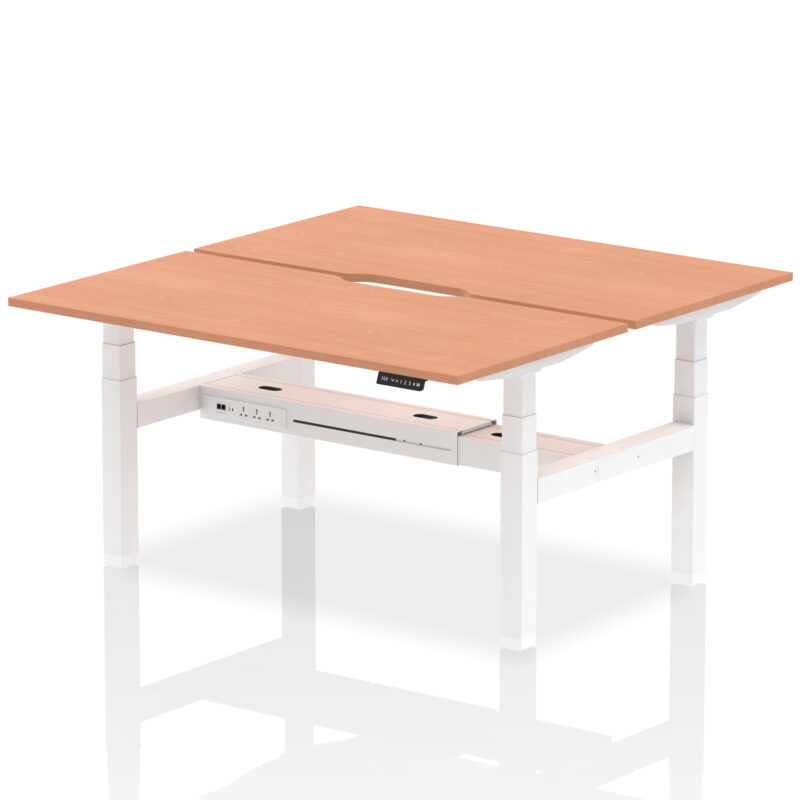 Air Back-to-Back Scalloped Edge Height Adjustable Bench Desk - 2 Person - Image 39