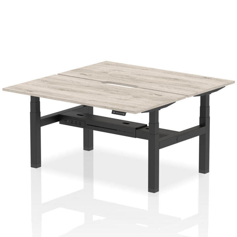 Air Back-to-Back Scalloped Edge Height Adjustable Bench Desk - 2 Person - Image 40