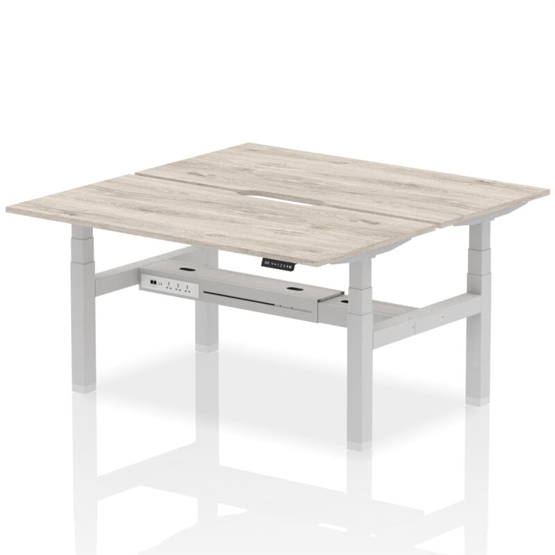 Air Back-to-Back Scalloped Edge Height Adjustable Bench Desk - 2 Person - Image 41