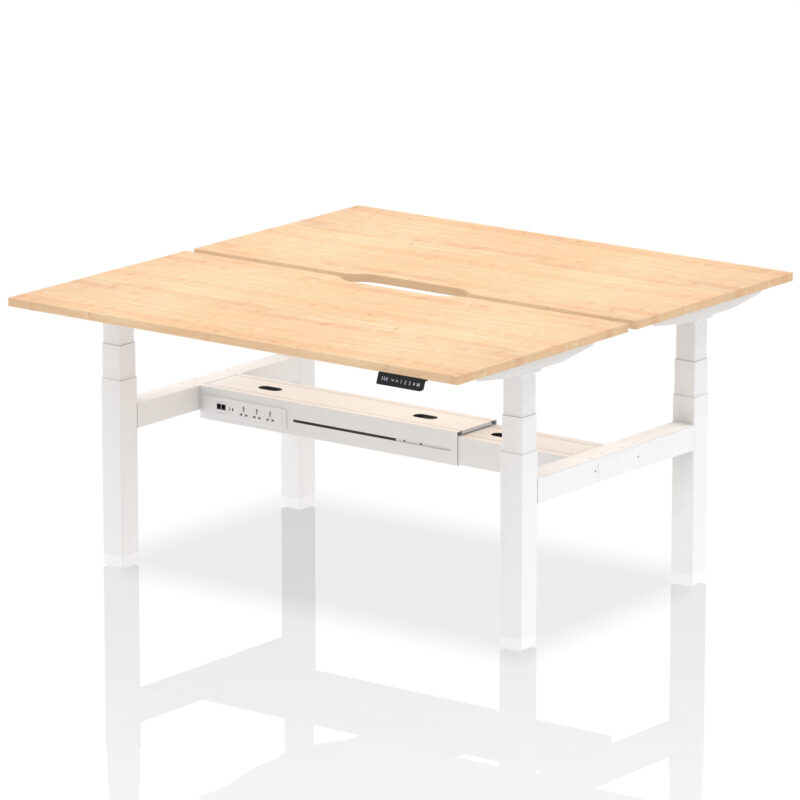 Air Back-to-Back Scalloped Edge Height Adjustable Bench Desk - 2 Person - Image 45