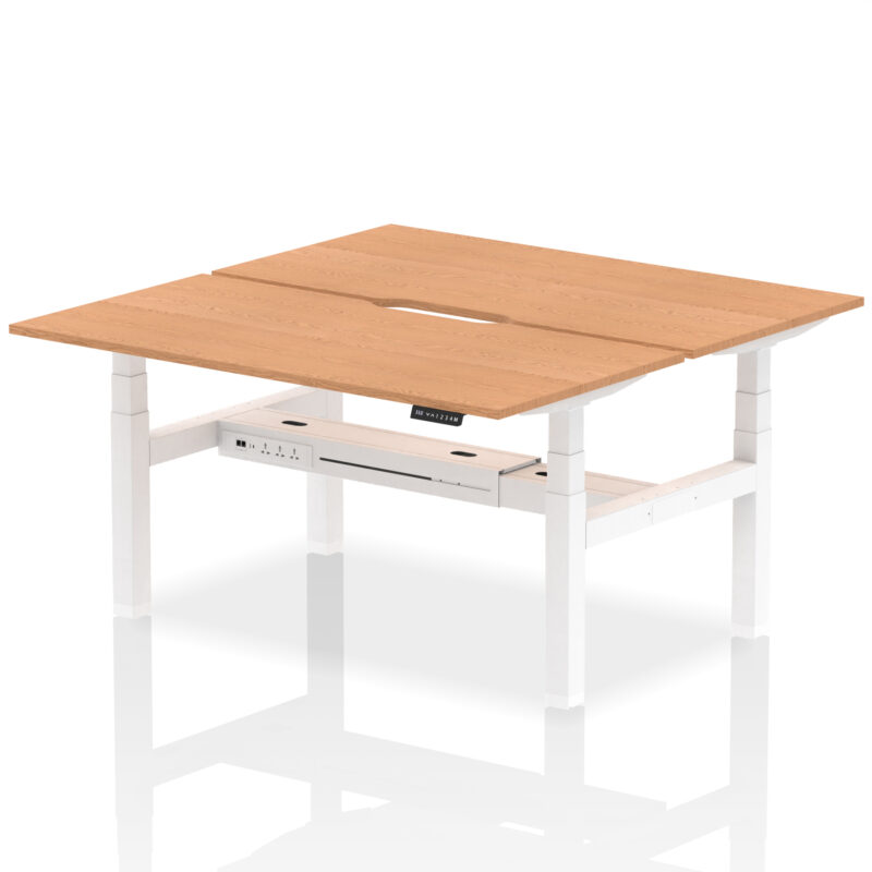 Air Back-to-Back Scalloped Edge Height Adjustable Bench Desk - 2 Person - Image 48