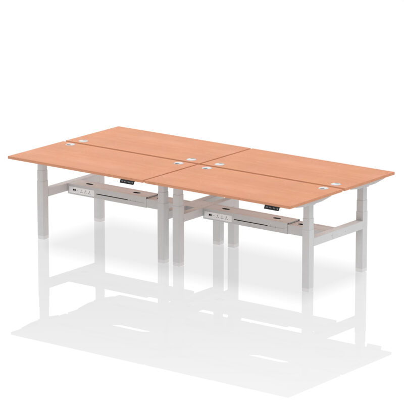 Air Back-to-Back Height Adjustable Bench Desk - 4 Person - Image 44
