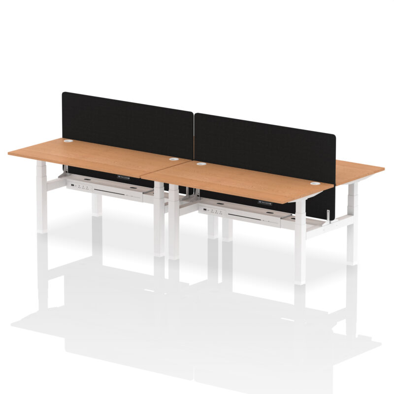 Air Back-to-Back Height Adjustable Bench Desk - 4 Person with Black Straight Screen - Image 57