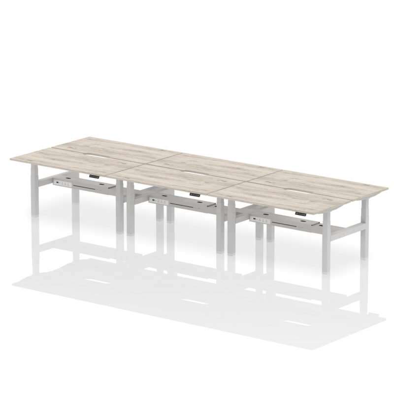 Air Back-to-Back Scalloped Edge Height Adjustable Bench Desk - 6 Person - Image 41