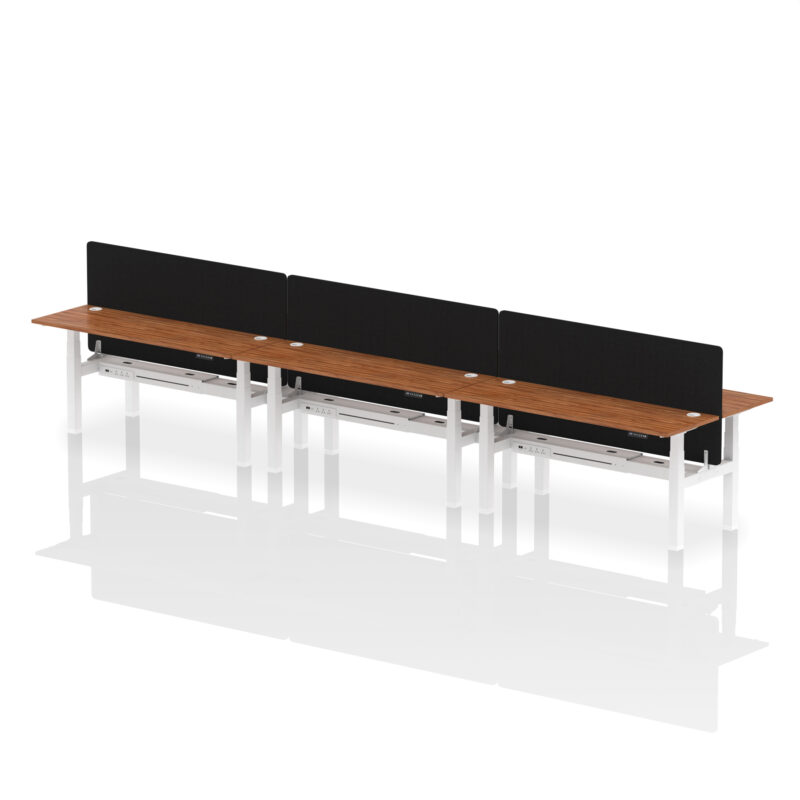 Air Back-to-Back Slimline Height Adjustable Bench Desk - 6 Person with Black Straight Screen - Image 81