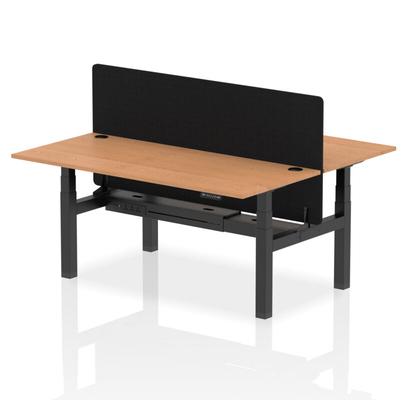 Air Back-to-Back Height Adjustable Bench Desk - 2 Person with Black Straight Screen - Image 76
