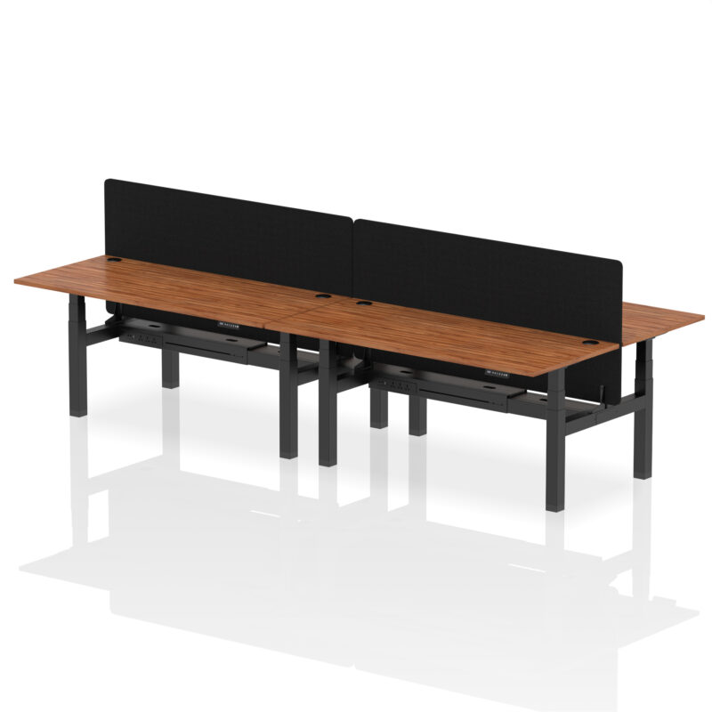 Air Back-to-Back Height Adjustable Bench Desk - 4 Person with Black Straight Screen - Image 79